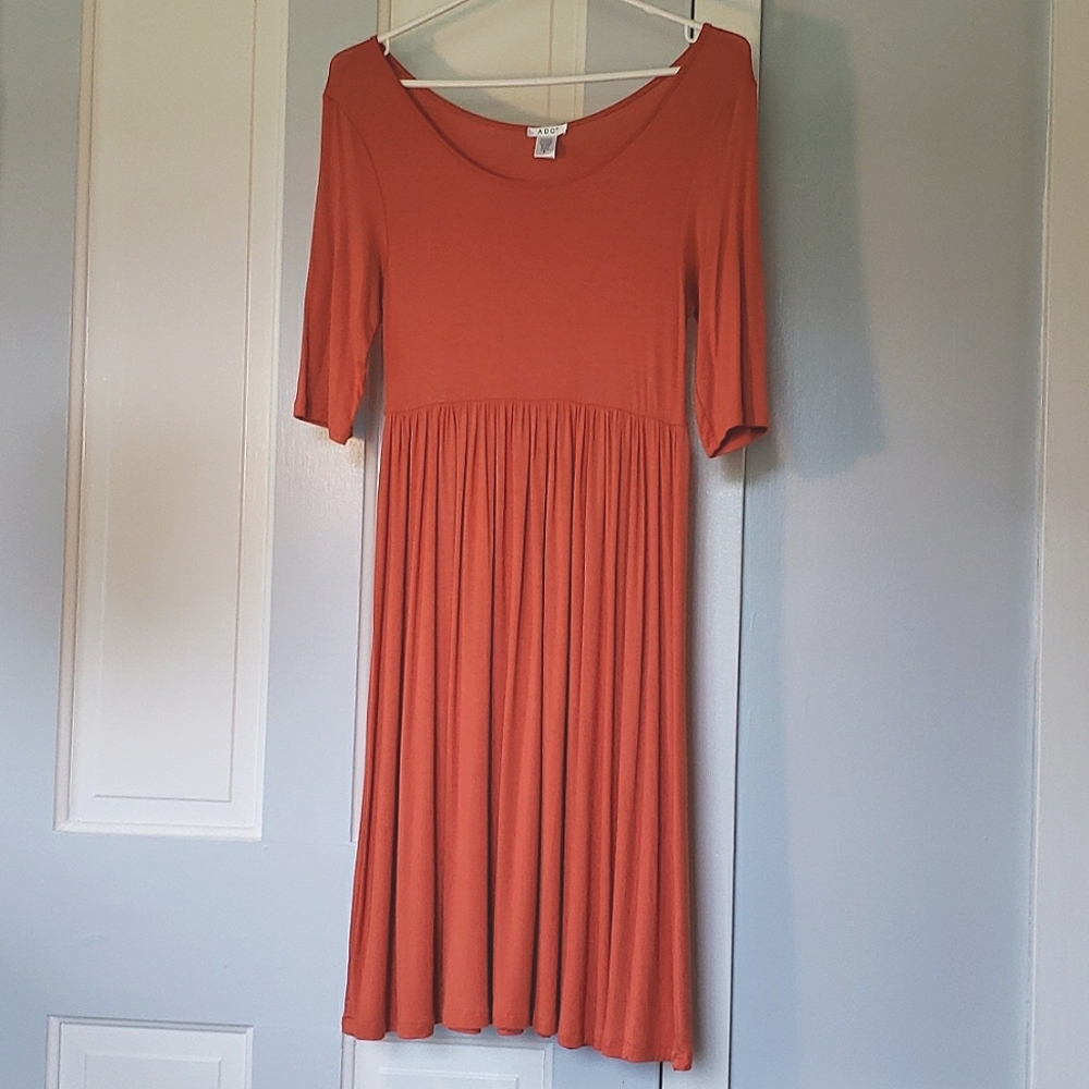 Orange Short Sleeved Waist Dress